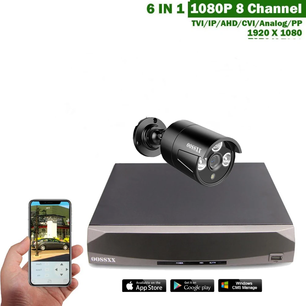 

OOSSXX 8CH CCTV Camera System 1080p DVR 1PCS 2.0MP IR Weatherproof Outdoor Video Surveillance Security Camera System 8CH DVR Kit