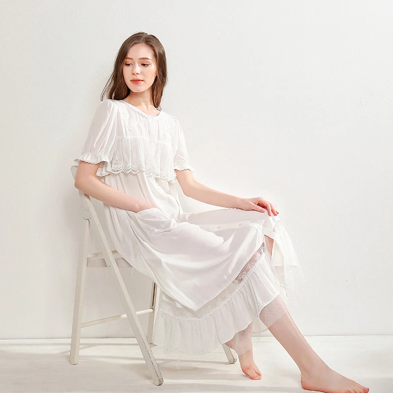 Хлопковое ночное белье Chemise банный халат для женщин ночная рубашка медового