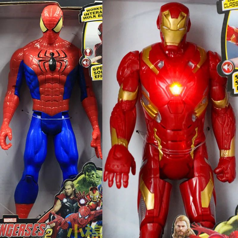 Captain Marvel DC Action Figure LED Sounding Iron Man Hulk Batman The Flash Superman Wolverine Black Panther Thor Avengers