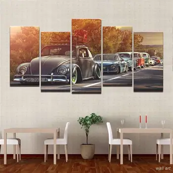 

Modern Home Wall Art Decor Frame Pictures Hd Prints 5 Pieces Volkswagen Car Painting On Canvas Retro Sunset Poster