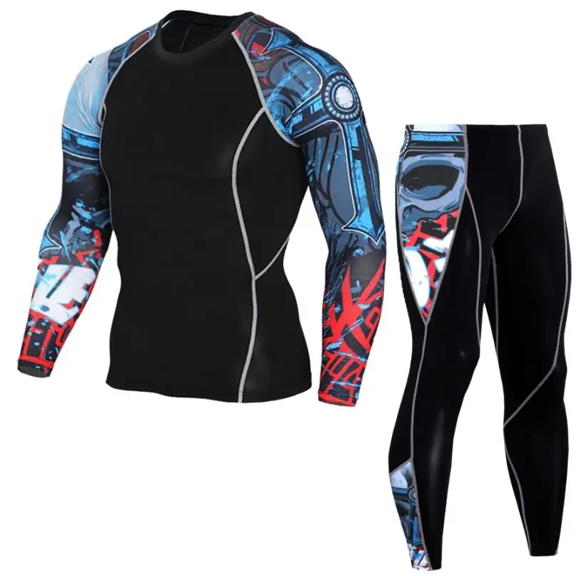 Компрессионный спортивный костюм для Мужчин Mma Rashguard Муай Тай кикбоксинг футболка Трикотажные изделия для Mma+ брюки нижнее белье для тренировок спортивный костюм