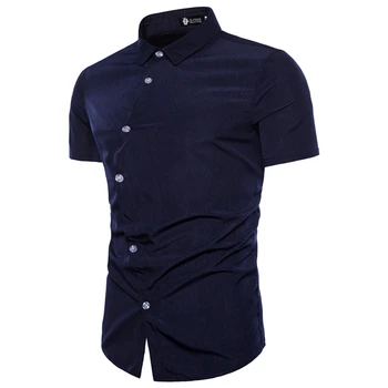 

DropshippingSummer 3 Colors Men's Fashion Colorblock Short Sleeve Shirt Men casual slim shirt