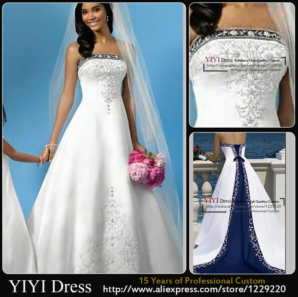 Acquista all ingrosso Online Blu e bianco abito da sposa da Grossisti Blu e bianco abito da