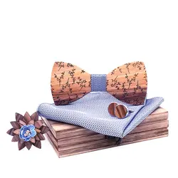 2019 Новый Повседневный гравировальный деревянный галстук-бабочка высокого качества с геометрическим рисунком из полиэстера