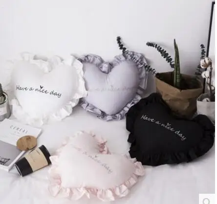 

pink/black/grey/white 40*45 cm Romantic heart shaped cushion cover cotton fabric throw pillowcase lumbar pillow cover bed