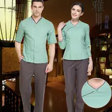 Высококачественная одежда для массажа льняные фартуки спа мужские салонные униформа для женщин униформа официанта китайский техник здоровья сервис