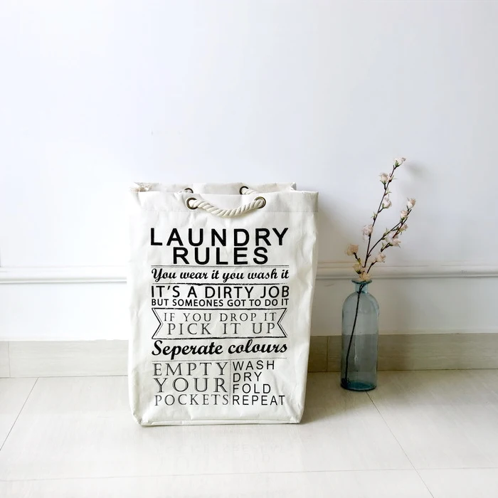 Lacing Type Dirty Clothes Storage Bag Coarse Cotton Rope Shopping Bag Laundry Rules Cotton Linen Eco