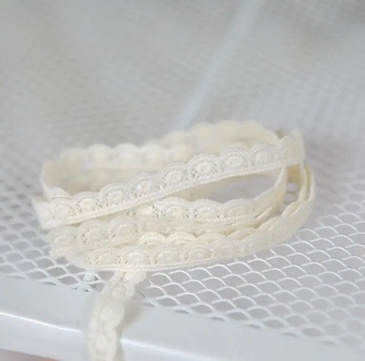 

10 Meters High Quality Beige Lace Fabric 100% Cotton Lace Ribbon Trim Sewing Material for Home Garment Accessories DIY