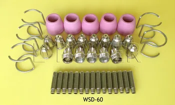 

50pcs SG55 AG60 WSD60 Consumables KIT Electrodes Sheild Cups TIPS Spacer Guide for Plasma Cutter Welder Torch