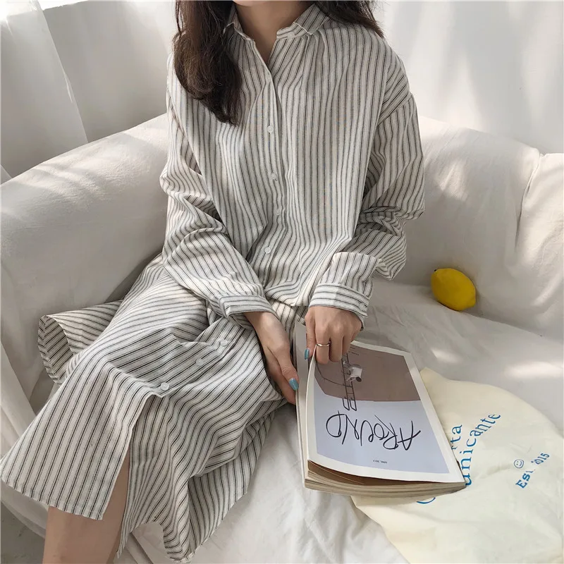 Летние декорированная бумага пикантные женские сорочки матовый хлопок свежий простые ночные рубашки женские пижамы ночной рубашке ночной - Цвет: color3