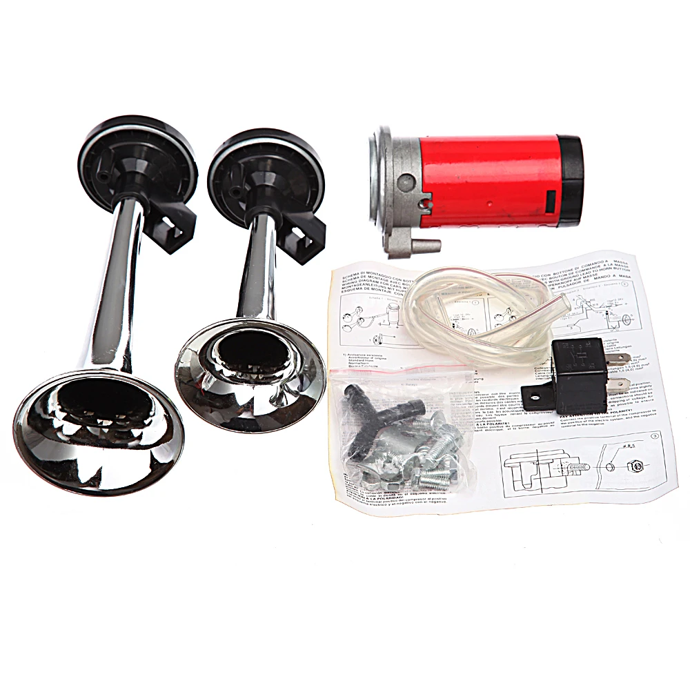 12v Dual Trumpet Air Horn Compressor Kit Train Car Truck Boat 117-178DB