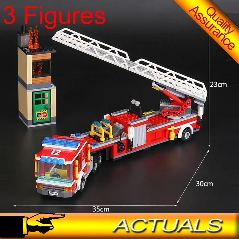 

Compatible 60112 02086 421pcs City Fire Building Blocks Fire Engine Figures DIY Model Bricks Toys Christmas Gift