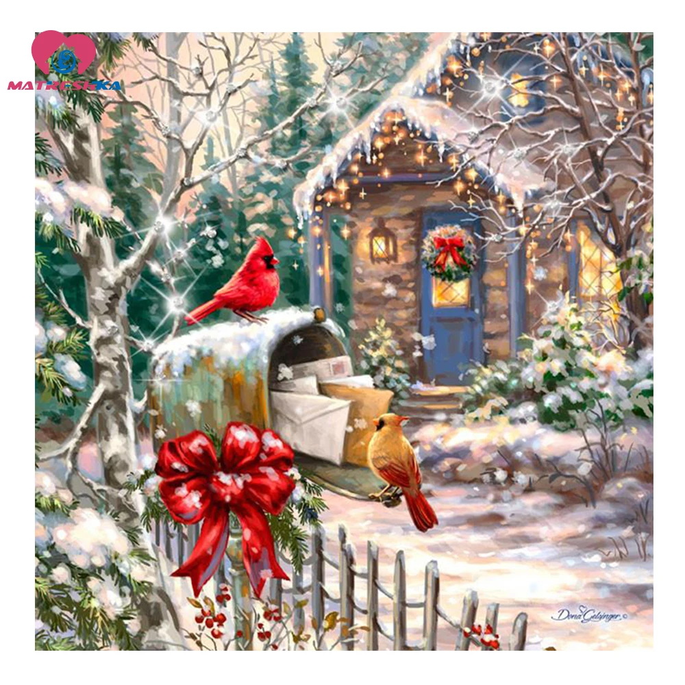 Рождественский подарок снежный Пейзаж DIY полная дрель квадратная 5D алмазная живопись полностью мозаика круглые стразы вышивка