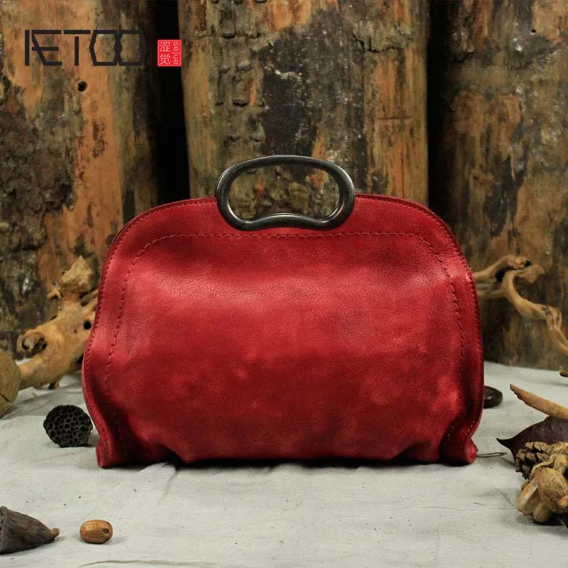 

AETOO 2018 new retro first layer cowhide leather zipper three-dimensional fashion handbag diagonal shoulder bag female
