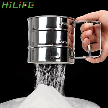 

HILIFE Stainless Steel Powder Flour Mesh Sifter Cup Pastry Baking Tools Sieve Cup Baking Icing Sugar Shaker Bakeware