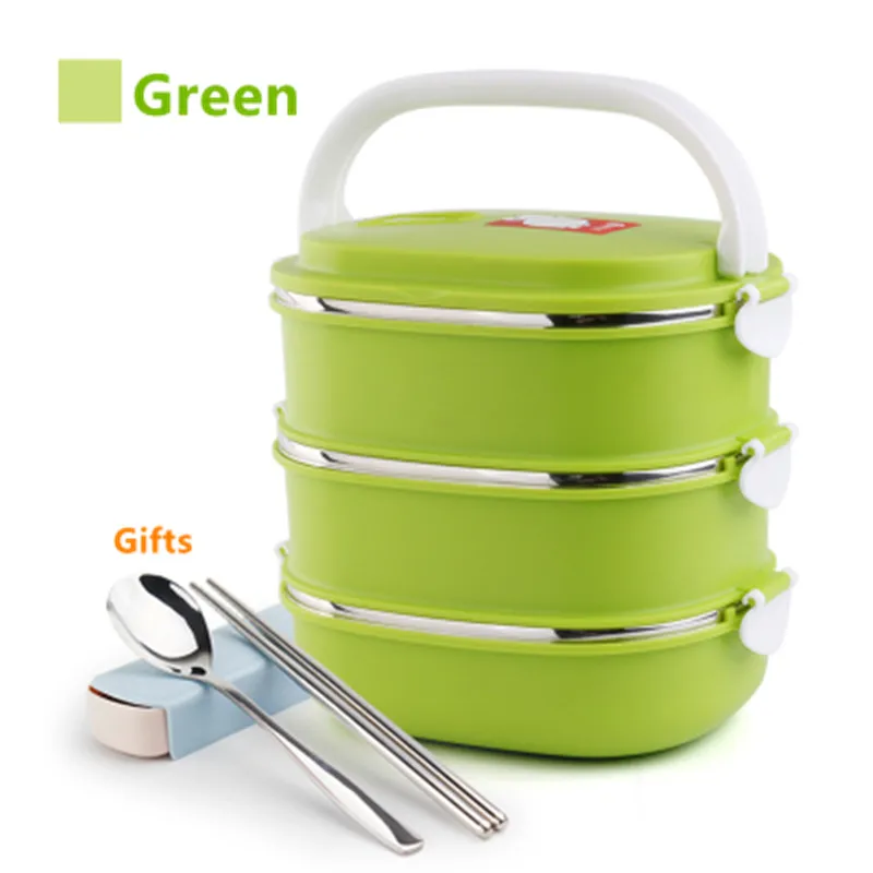 

Hot!! 1-3 Layers Stainless Steel Lunch Box With Spoon Chopsticks Thermos For Kid Japanese Food Container Rectangle Bento Boxs