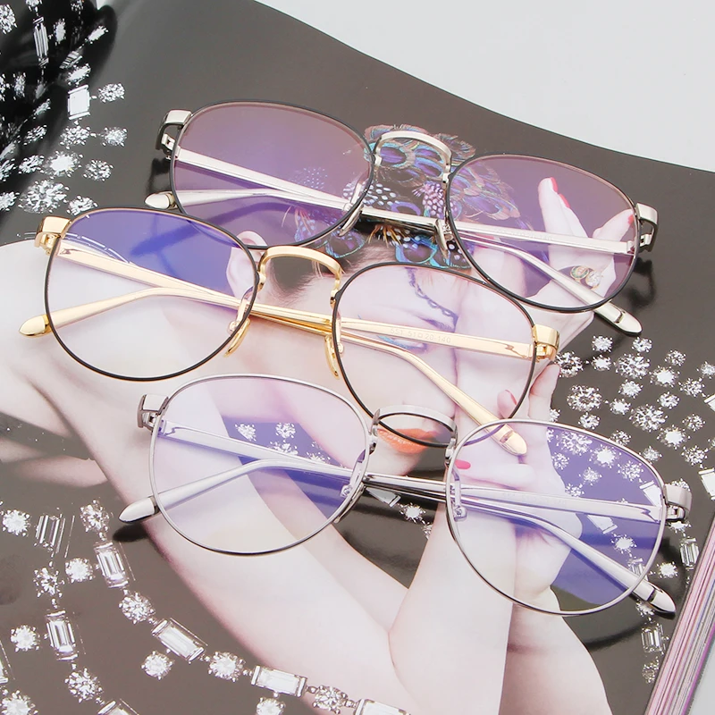Longkeader, Золотая оправа для очков, мужские круглые очки, фирменный дизайн, прозрачные очки, оправа для очков, прозрачные очки, линзы P551Q