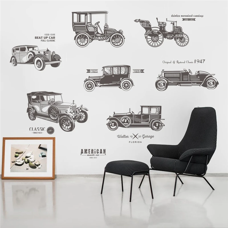 

vintage old age cars wall stickers home decor living room cartoon 30*90cm wall decals pvc mural art diy posters accessories