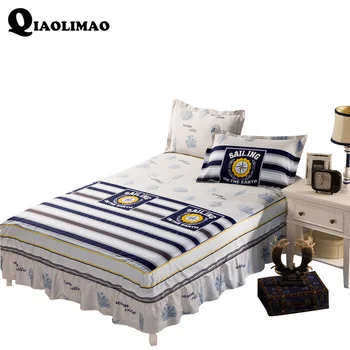 

New 100% Cotton Bed Skirt Striped Bedskirt Cartoon Bedspread Twin Full Queen King Size Bed Skirt Mattress Protective Case/Cover