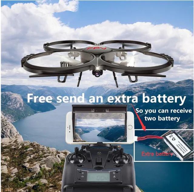 Extra battery Wifi FPV rc drone U818a U919A 6Axis Gyro attitude hold HD Camera Remote Control