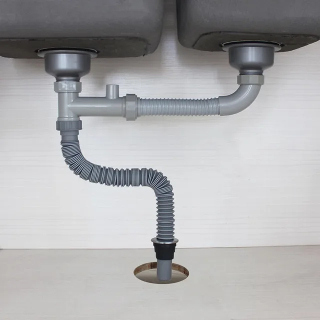 Talea Double sink drain pipe kit into ground drainpipe Kitchen Fixtures