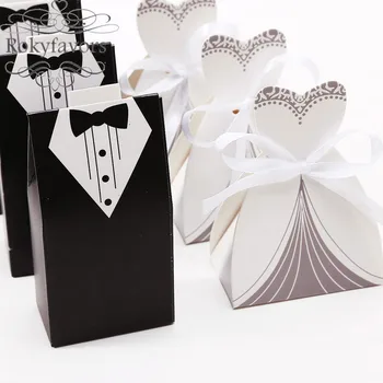 

FREE SHIPPING 200PCS=100Pairs Bride and Groom Candy Boxes w/ Flower Pattern Design Wedding Party Favors Boxes Party Decors