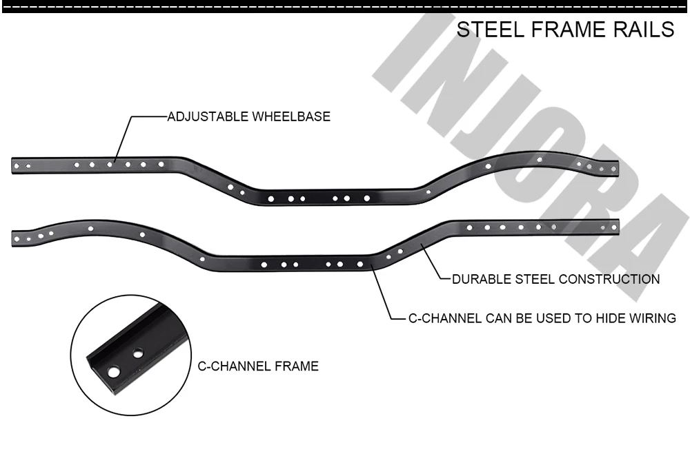 INJORA 313 мм 12," колесная база собранная рама шасси для 1/10 RC Гусеничный автомобиль SCX10 SCX10 II 90046 90047