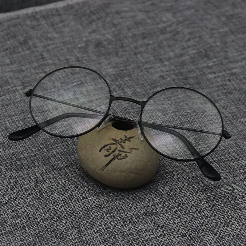 Mayitr 1pc Unisex Retro Large Round Glasses Oversized Metal Frame Eyeglasses Glasses Clear Lens 6 Colors