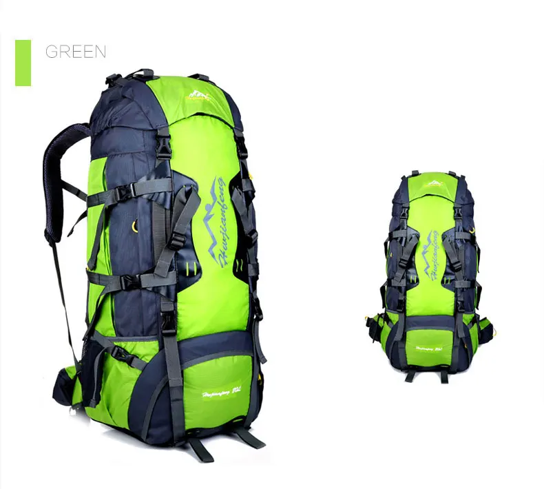 80L Outdoor Hiking Backpack Camping Waterproof Treking Sports Bags Rain Cover Mountaineering Bag Metal Frame Climbing Rucksack