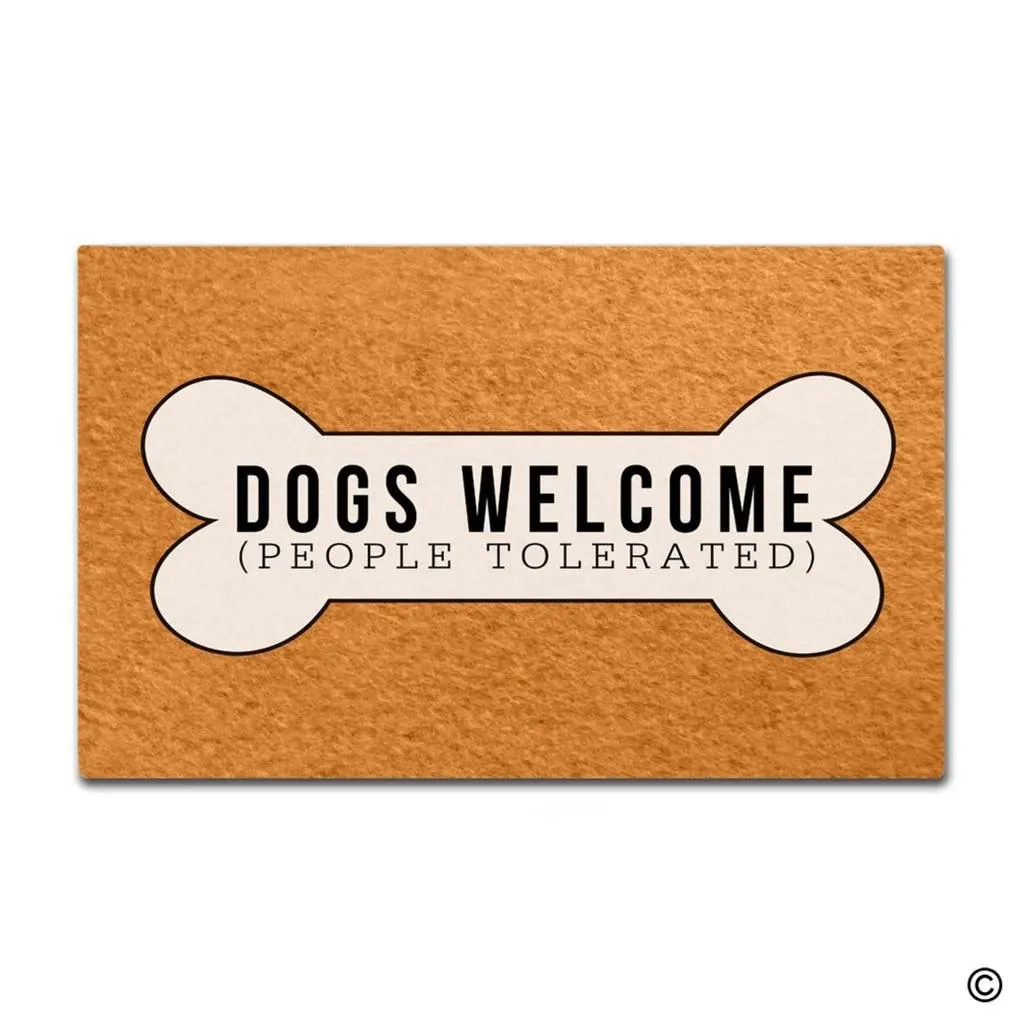 Funny Doormat - Dogs Welcome People Tolerated Entrance Mat Indoor Outdoor Non-woven Fabric Top | Дом и сад
