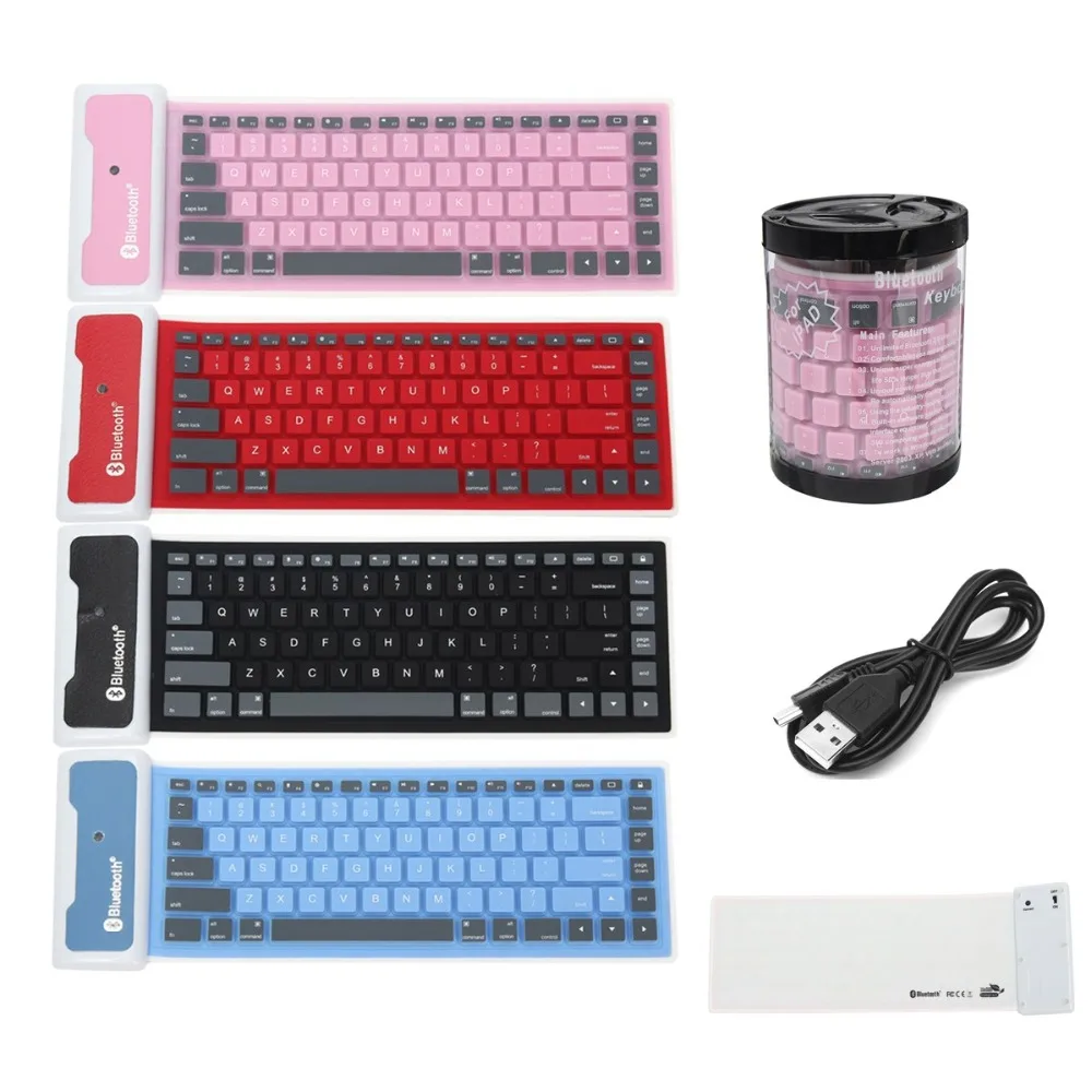 Foldable Waterproof Universal Portable Bluetooth Wireless Soft Silicone Keyboard For Laptop For