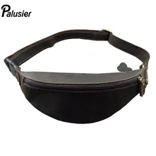 Модная мужская сумка Crazy Horse из воловьей кожи, Мужская винтажная сумка из натуральной кожи на молнии, повседневная сумка для путешествий, поясная сумка