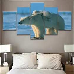 Животное, белый медведь холст художественную роспись 5 шт холст современный декор HD печати животных Картина Холст Wall Art Для Гостиная