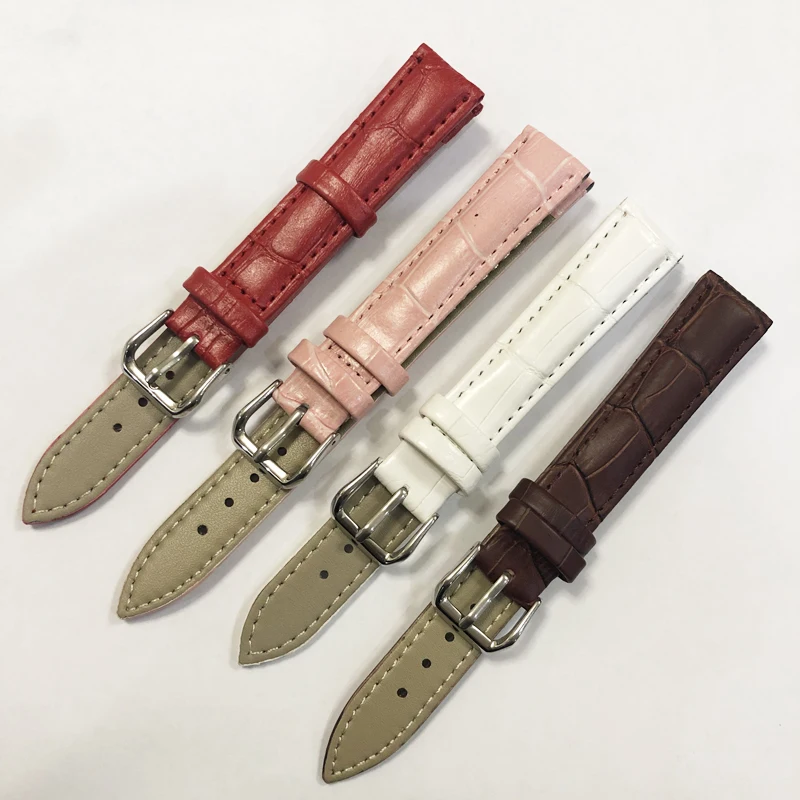 Watchbands Genuine Leather WatchBand Stainless Steel Buckle Clasp watch band leather strap 12 14 16 mm Watchbands Genuine Leather WatchBand Stainless Steel Buckle Clasp watch band leather strap 12 14 16 mm