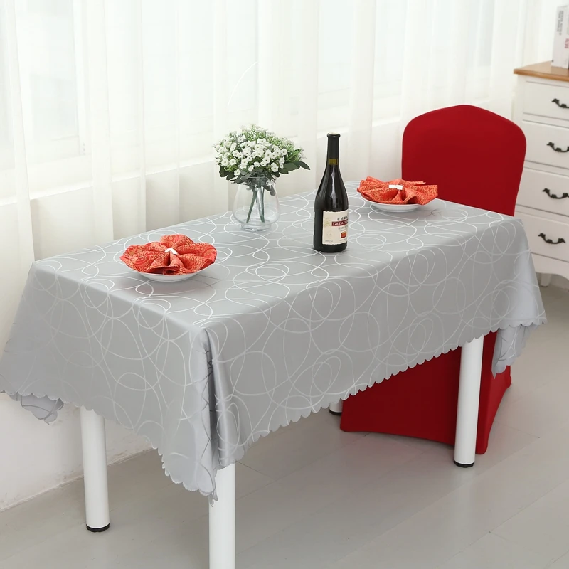 

Circle Interlocking Rectangle Small Polyester Jacquard Hotel Tablecloths Wedding Table Round Cloth Mark Place Restaurant