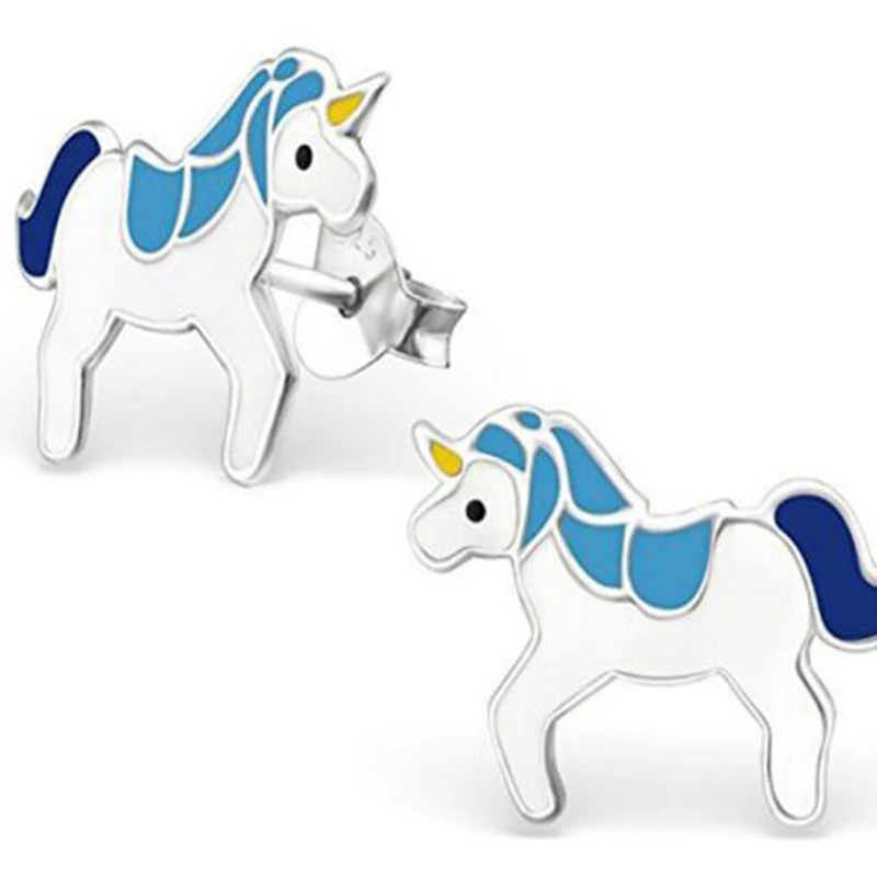 

1 Pair Cartoon Cute Unicorn Stud Earrings For Women Girls Party Jewelry Gift 4 Colors