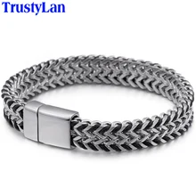 Индивидуальные мужские кожаные браслеты, полированные Твердые из нержавеющей стали, мужской браслет, Мужские Винтажные Ювелирные изделия для ночного клуба, мальчика