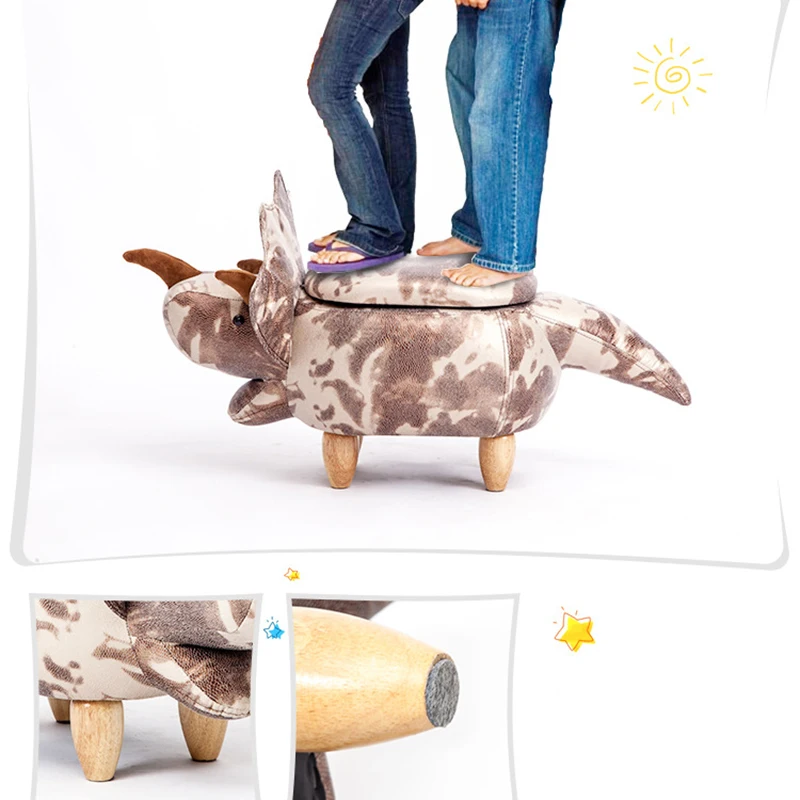 Discount Wooden Living Room Furniture Animal Stool Baby Dinosaur Ottomans Sofa Storage Containing Box Taburetes Home Chair Wood Stool 5
