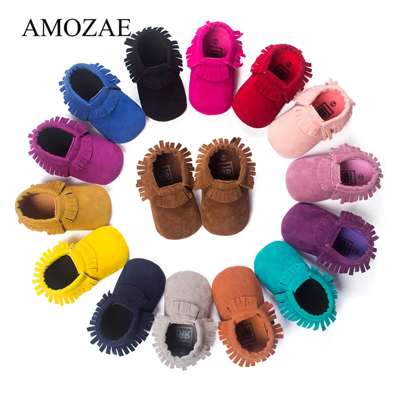 

2020 New Arrival PU Suede Leather Baby Moccasins Shoes For Newborn Tassel Design Soft Soled Infant Toddler First Walker