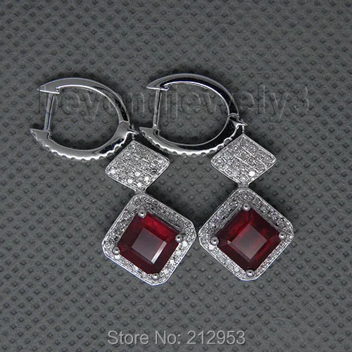 Женские серьги из белого золота с красным Рубином|jewelry diamond earrings|jewelry ruby earringsjewelry
