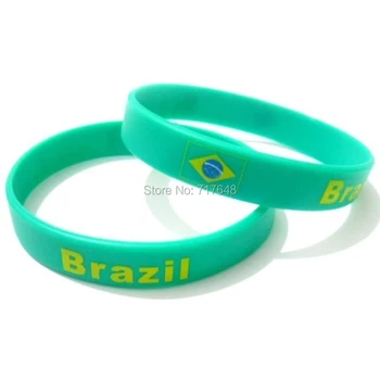 

300pcs Brazil wristbands silicone bracelets green rubber wrist bands bangle free shipping by FEDEX