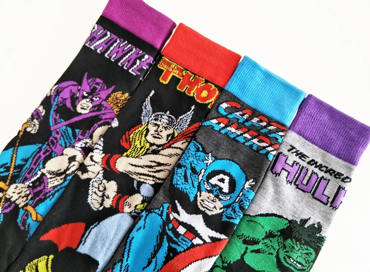 Avengers Marvel cartoon socks Batman superman Spiderman cosplay Fashion sock novelty Funny Casual men sock Autumn Winter Hot