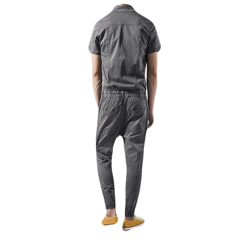 Топ бренд классический короткий рукав мужские комбинезоны Slim Fit Cargo Romper Одна