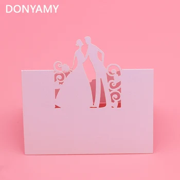 

100pcs/lot Cut-out skeleton Love Couple Wedding Birthday Party Table Name Wine Food Guest Seats Place Cards Favor Decoration