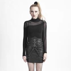 Punk New Fashion Close-Fitting Bandage High Waist Punk Women Pu Leather Skirt Sexy Summer Short Skirt Punk New Fashion Close-Fitting Bandage High Waist Punk Women Pu Leather Skirt Sexy Summer Short Skirt