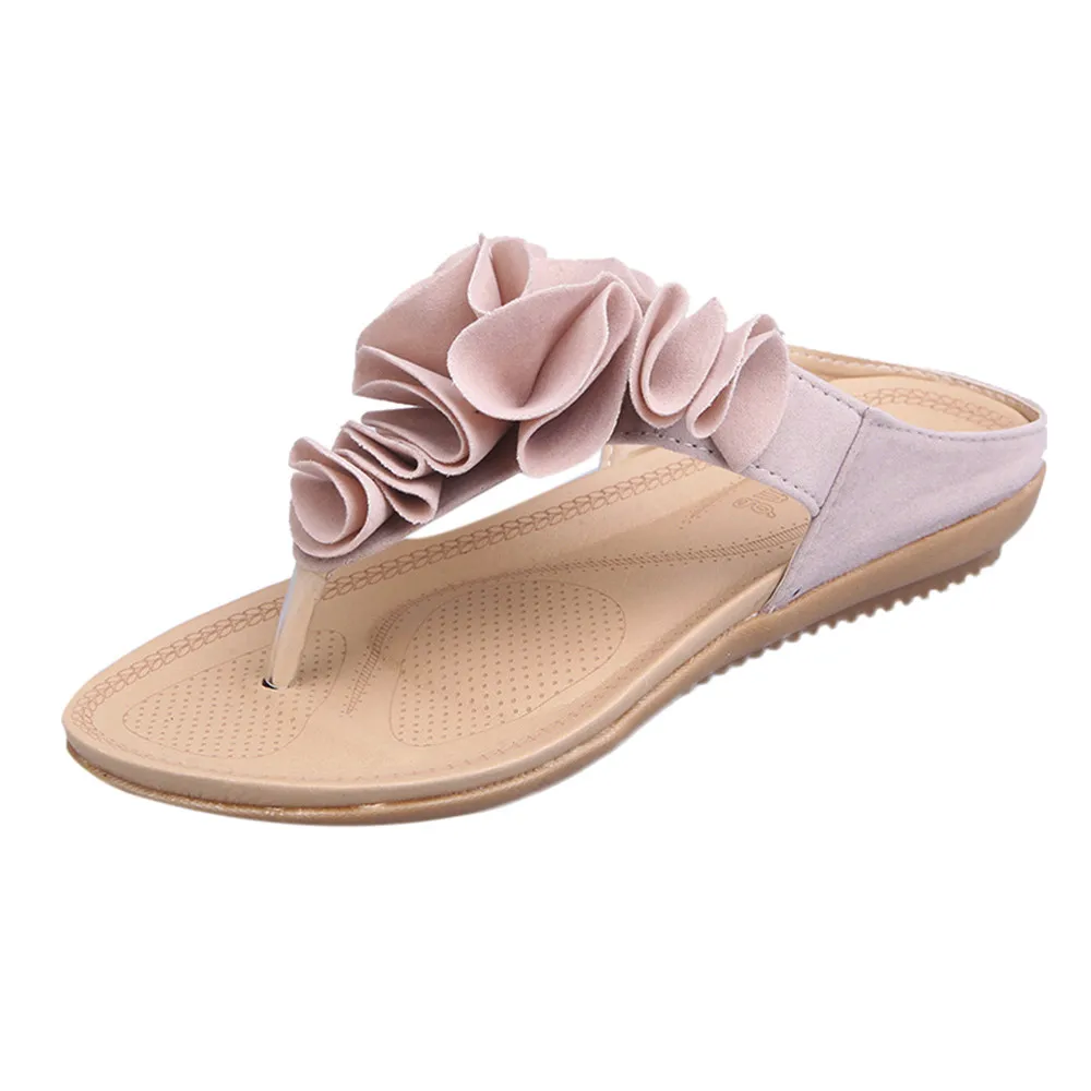 

2018 Summer New Lady Pretty Floral Women Slippers Original Design Flip Flops Fashion Lady Outside Slippers Beach Shoes