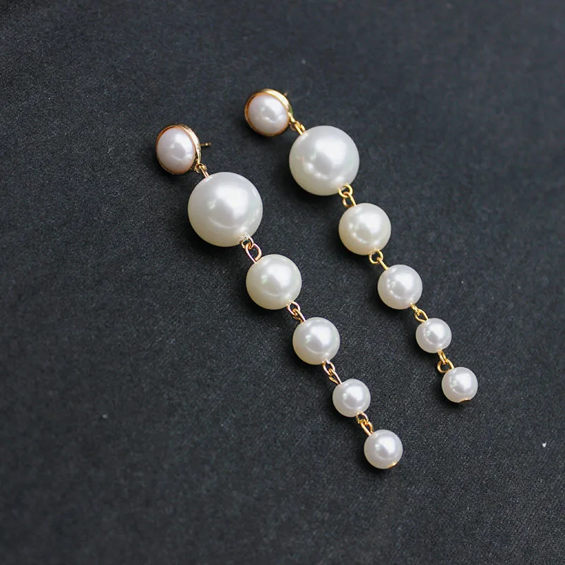 

Peadrglf New Fashion Brand Jewelry Long Pearl Stud Earrings for Women Summer Style Gift Earrings