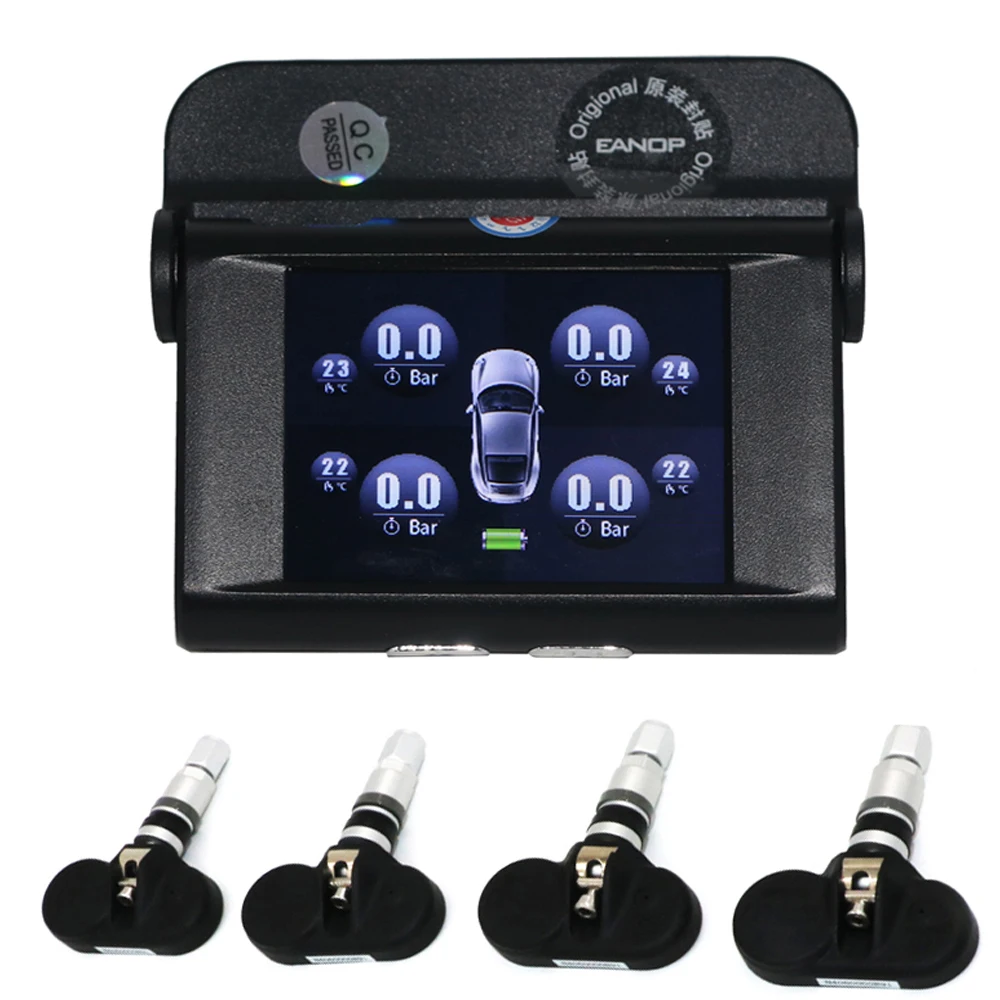 

EANOP Solar Car TPMS LCD Type Pressure Monitoring System Internal Tpms Guage Diagnostic Tool tire Pressure Alarm
