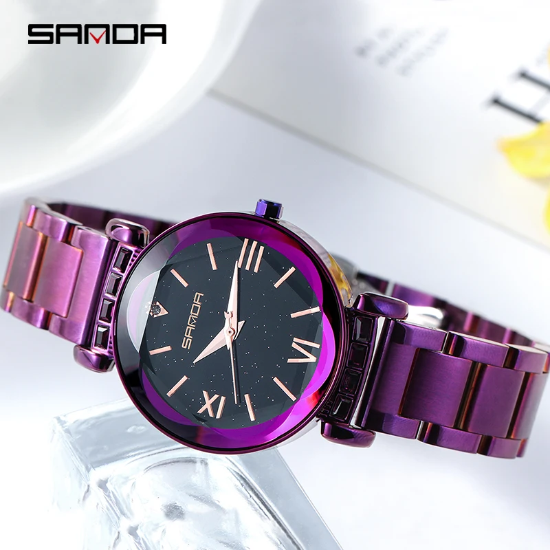 

SANDA Luxury Rose Gold Women Watch Waterproof Lady Quartz Watch Casual Stainless Steel Strap dress watch women reloj mujer