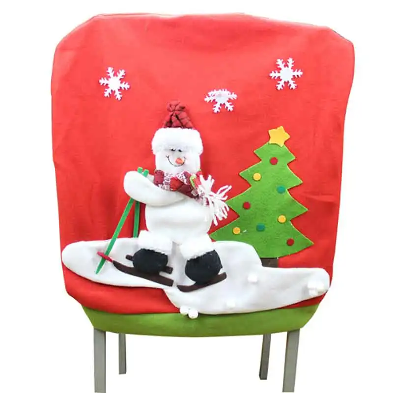 

New Year Christmas Chair Back Cover Decoration Santa Clause Red Hat Dinner Table Decor Chair Navidad Decoraciones Para El Hogar